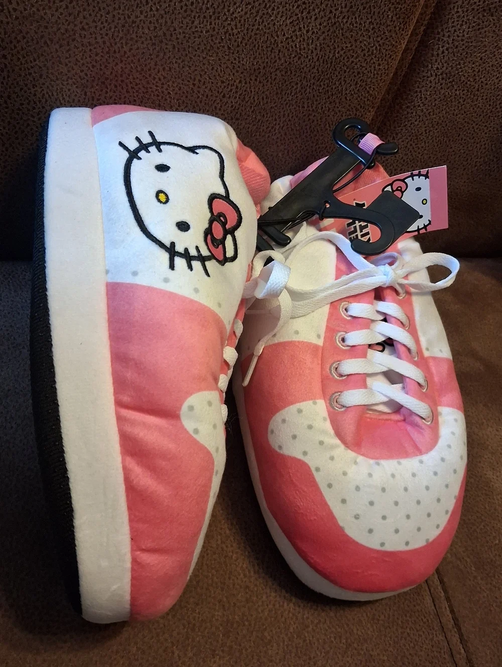 Hello Kitty Kids Pink & White Lace-Up Slipper Shoes Size 2-3